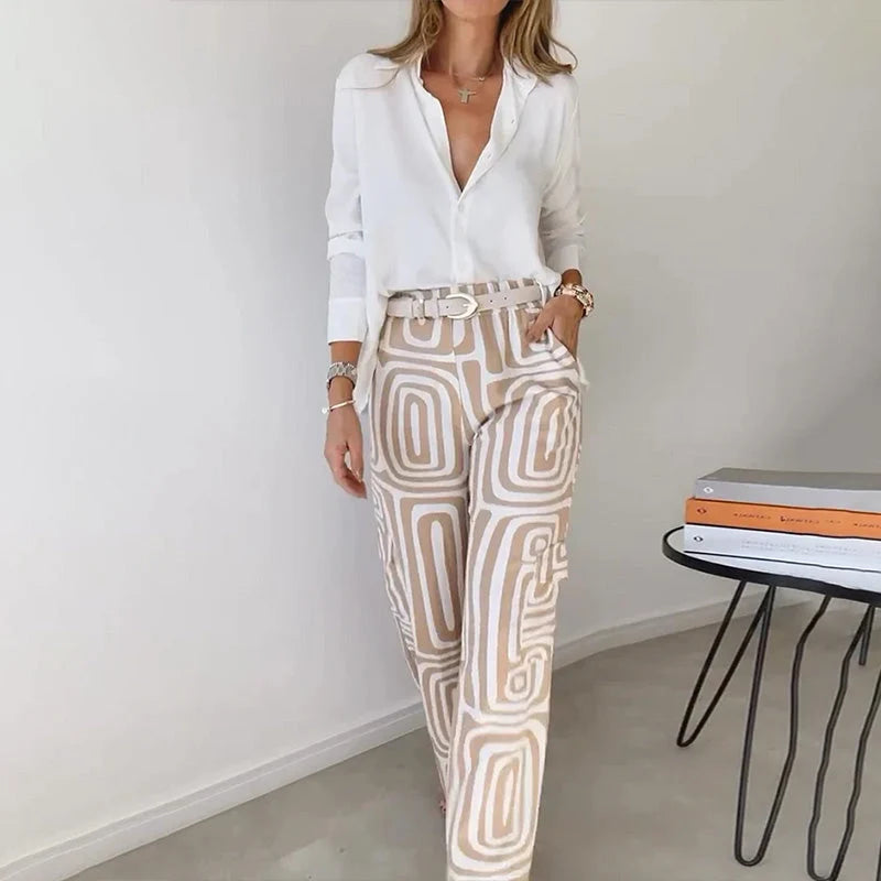 Helena | Women's Two-Piece Shirt and Wide-Leg Trousers Set 2