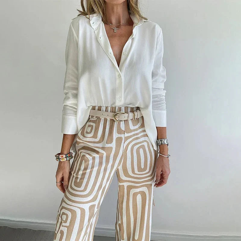 Helena | Women's Two-Piece Shirt and Wide-Leg Trousers Set 3