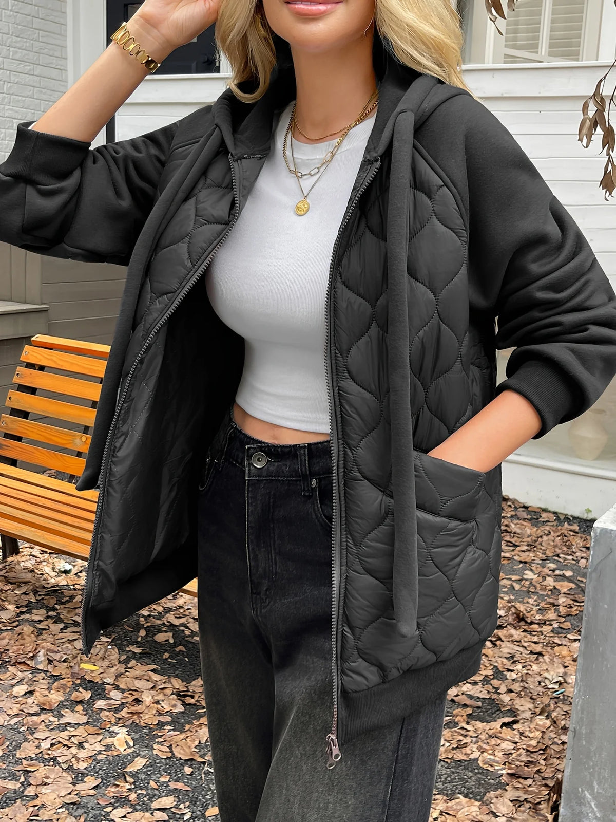 Helene | Quilted Hooded Jacket Warm Casual Outerwear 1