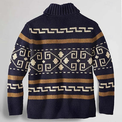 Heritage Patterned Knit Cardigan | Men's Long Cardigan 2