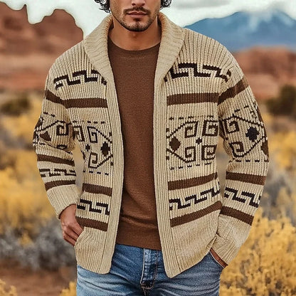 Heritage Patterned Knit Cardigan | Men's Long Cardigan 3