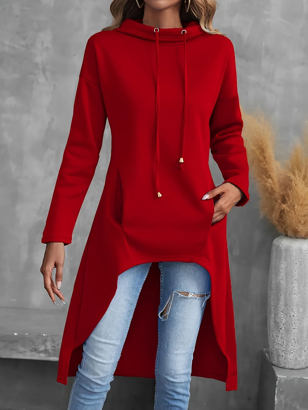 High-Low Hoodie | Women's Adjustable Drawstring Sweatshirt 2