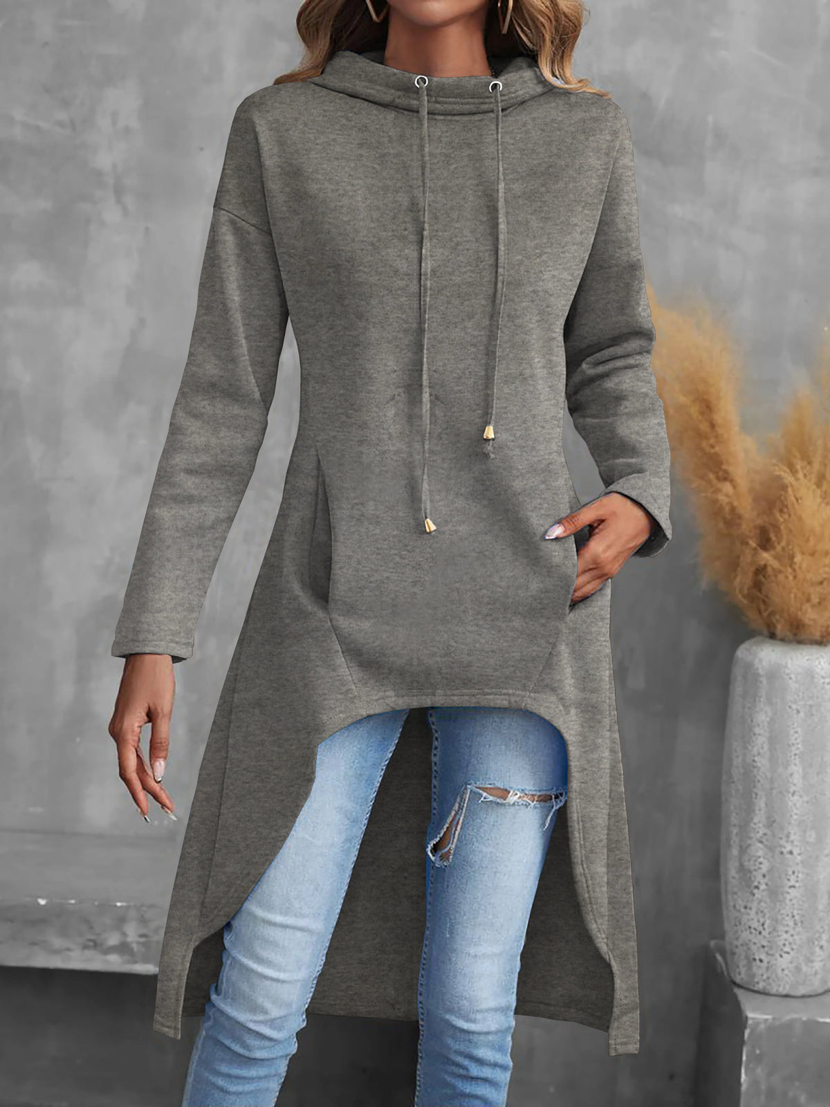 High-Low Hoodie | Women's Adjustable Drawstring Sweatshirt 3
