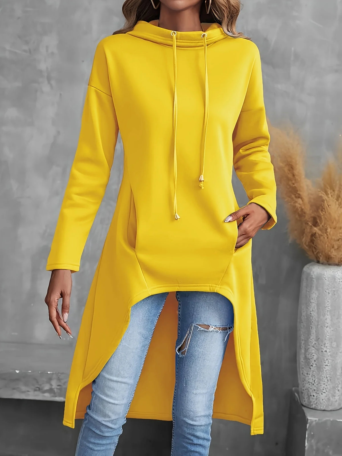 High-Low Hoodie | Women's Adjustable Drawstring Sweatshirt 4