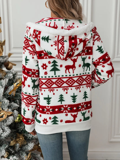 Holly | Women's Christmas Reindeer Zip Hoodie 1