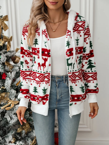 Holly | Women's Christmas Reindeer Zip Hoodie 3