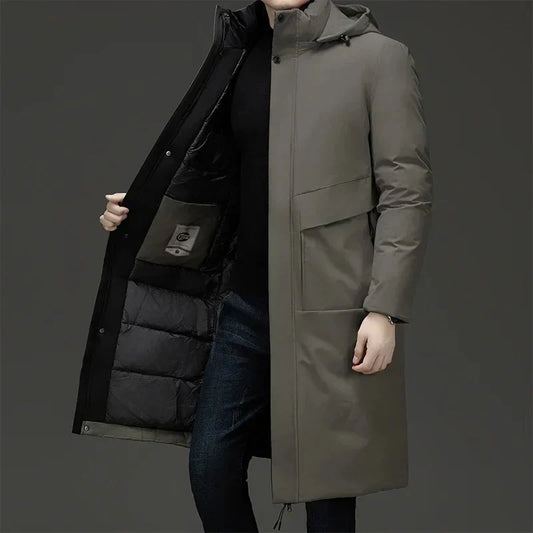 Hooded Long Quilted Winter Coat | Men's Winter Coat 0