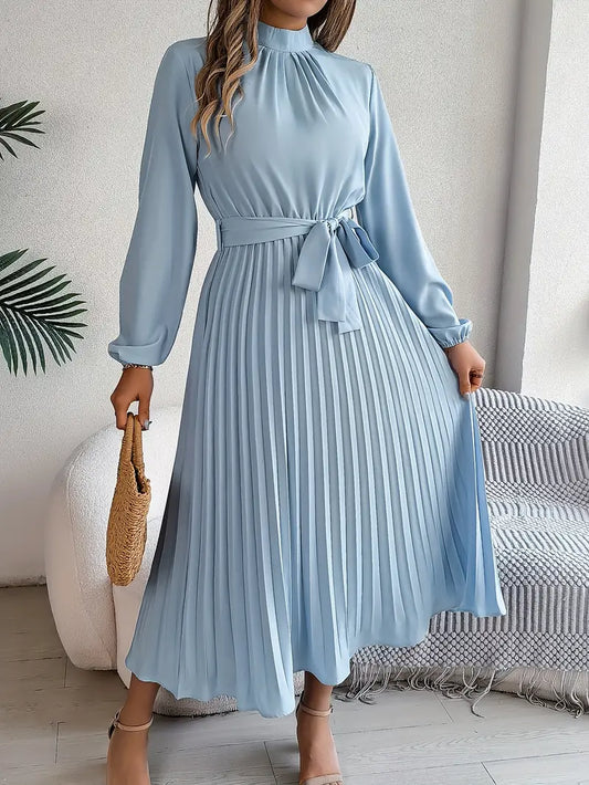 Isabella | Long-Sleeve Belted Waist Midi Dress 0