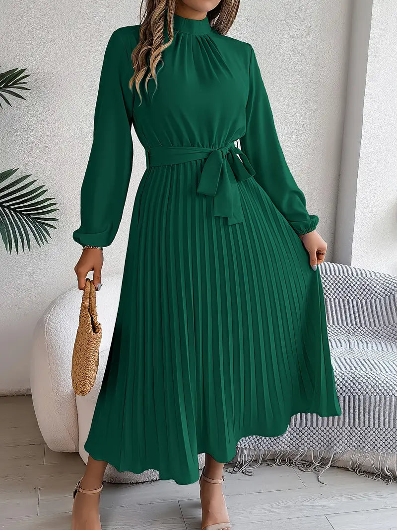 Isabella | Long-Sleeve Belted Waist Midi Dress 2