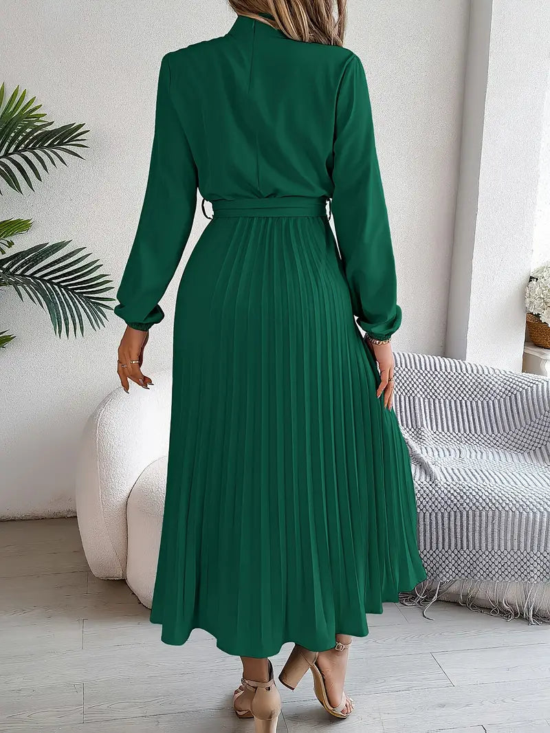 Isabella | Long-Sleeve Belted Waist Midi Dress 3