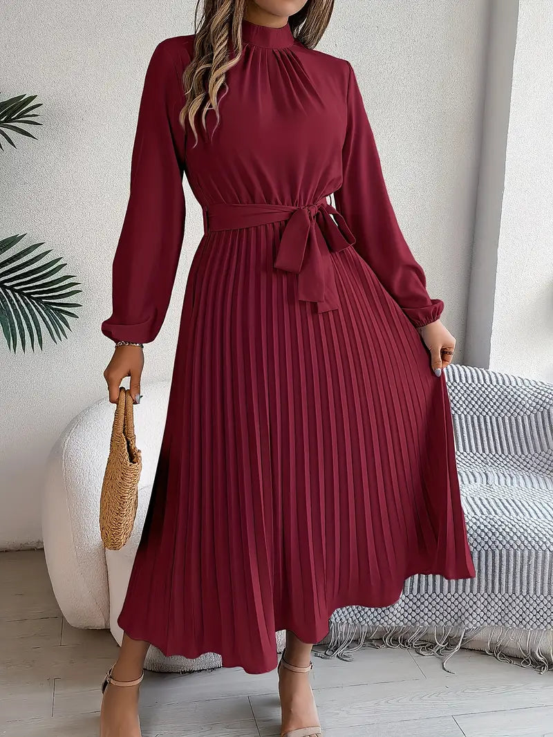 Isabella | Long-Sleeve Belted Waist Midi Dress 4
