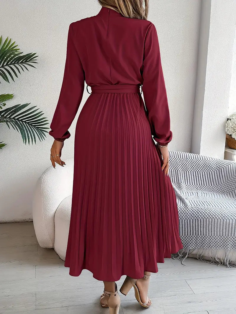 Isabella | Long-Sleeve Belted Waist Midi Dress 5