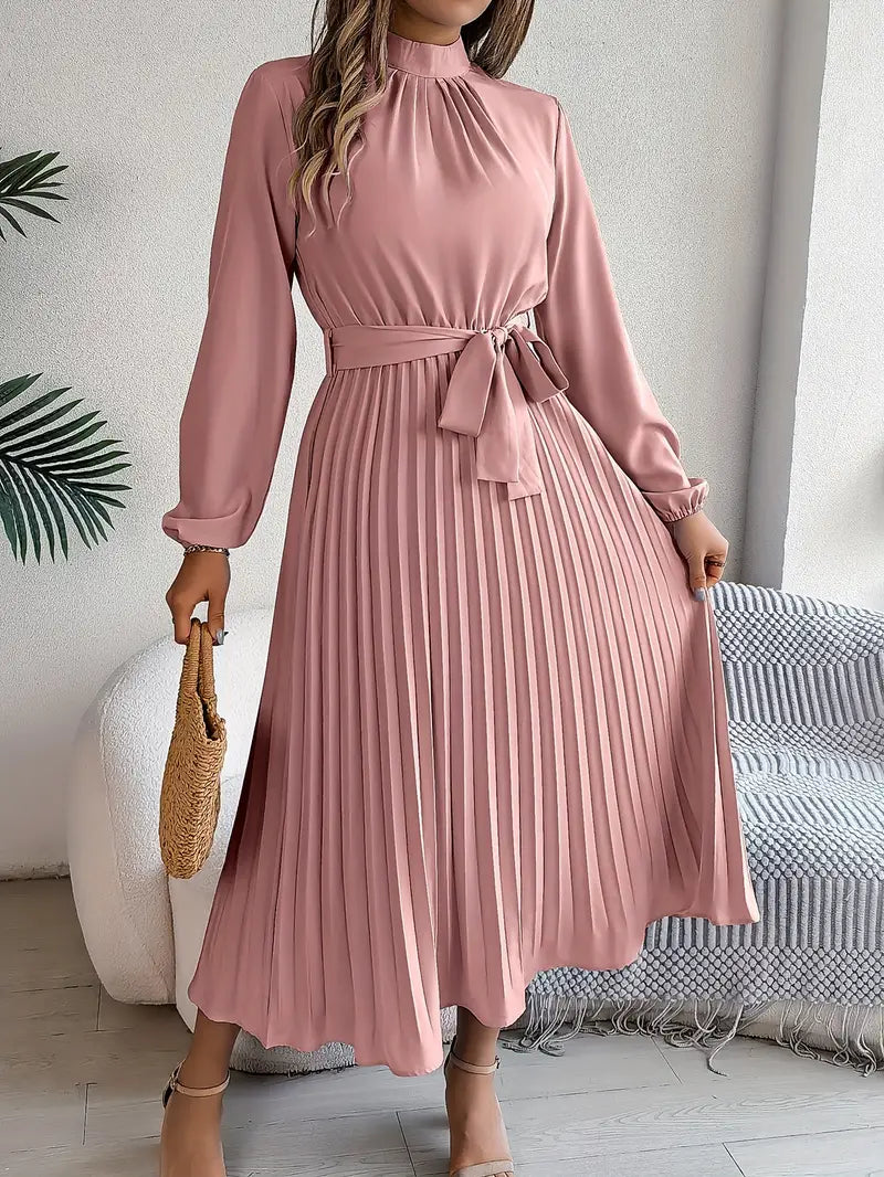 Isabella | Long-Sleeve Belted Waist Midi Dress 6