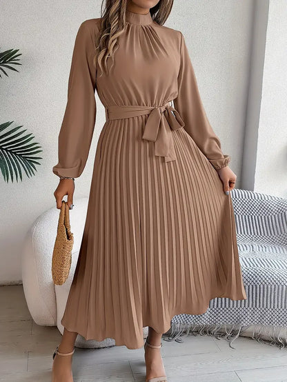 Isabella | Long-Sleeve Belted Waist Midi Dress 8