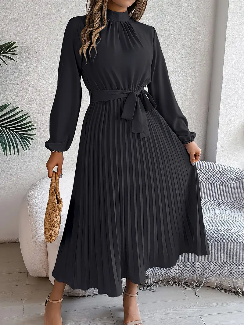 Isabella | Long-Sleeve Belted Waist Midi Dress 9