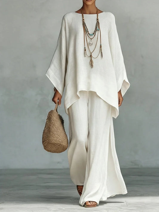 Jacqui | Women's Loungewear Linen Wide Sleeve Set 0