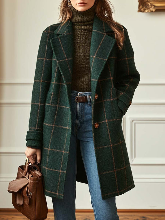 Jennifer Retro Tweed Check Wool Blend Coat 0