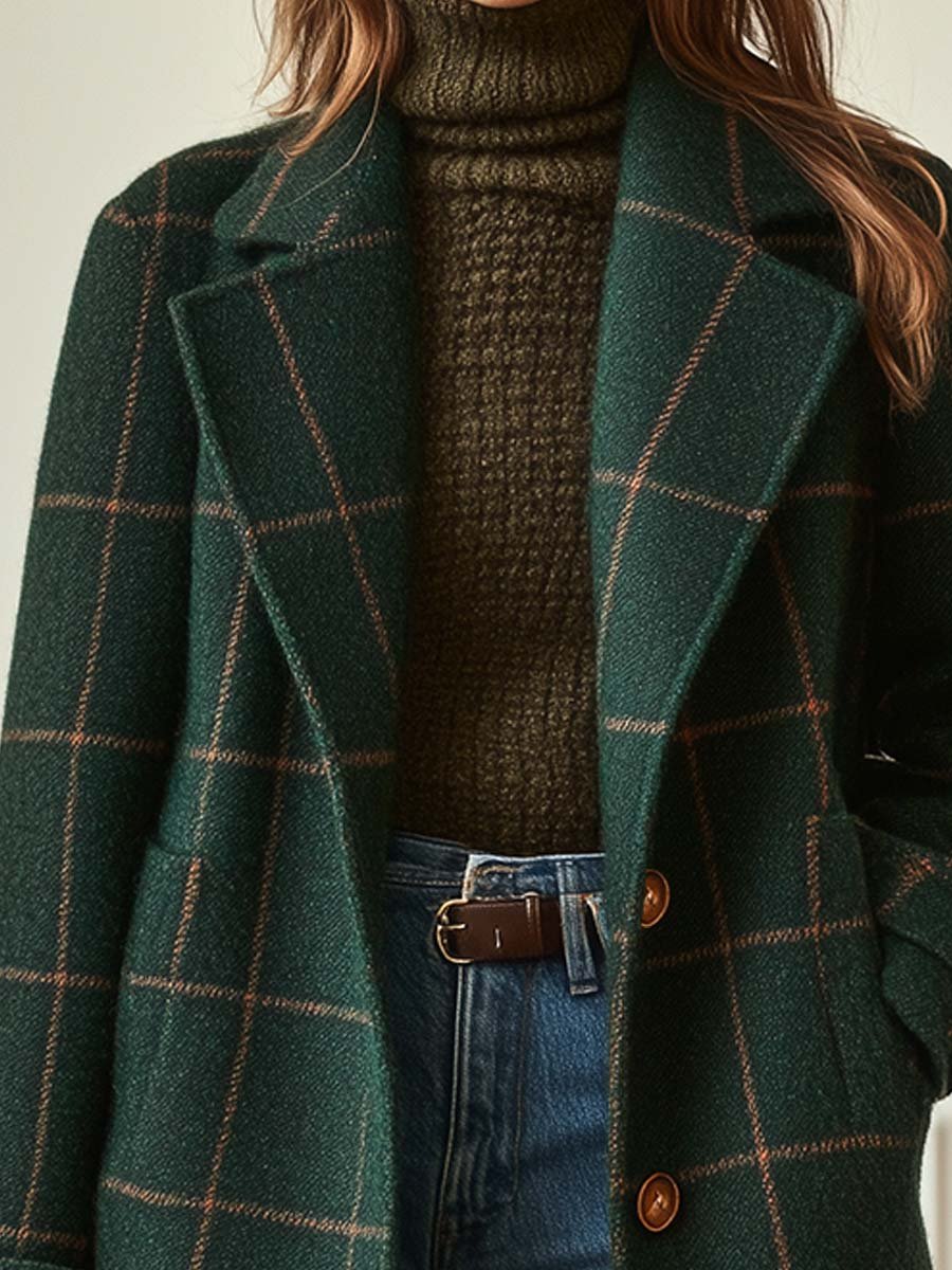 Jennifer Retro Tweed Check Wool Blend Coat 1