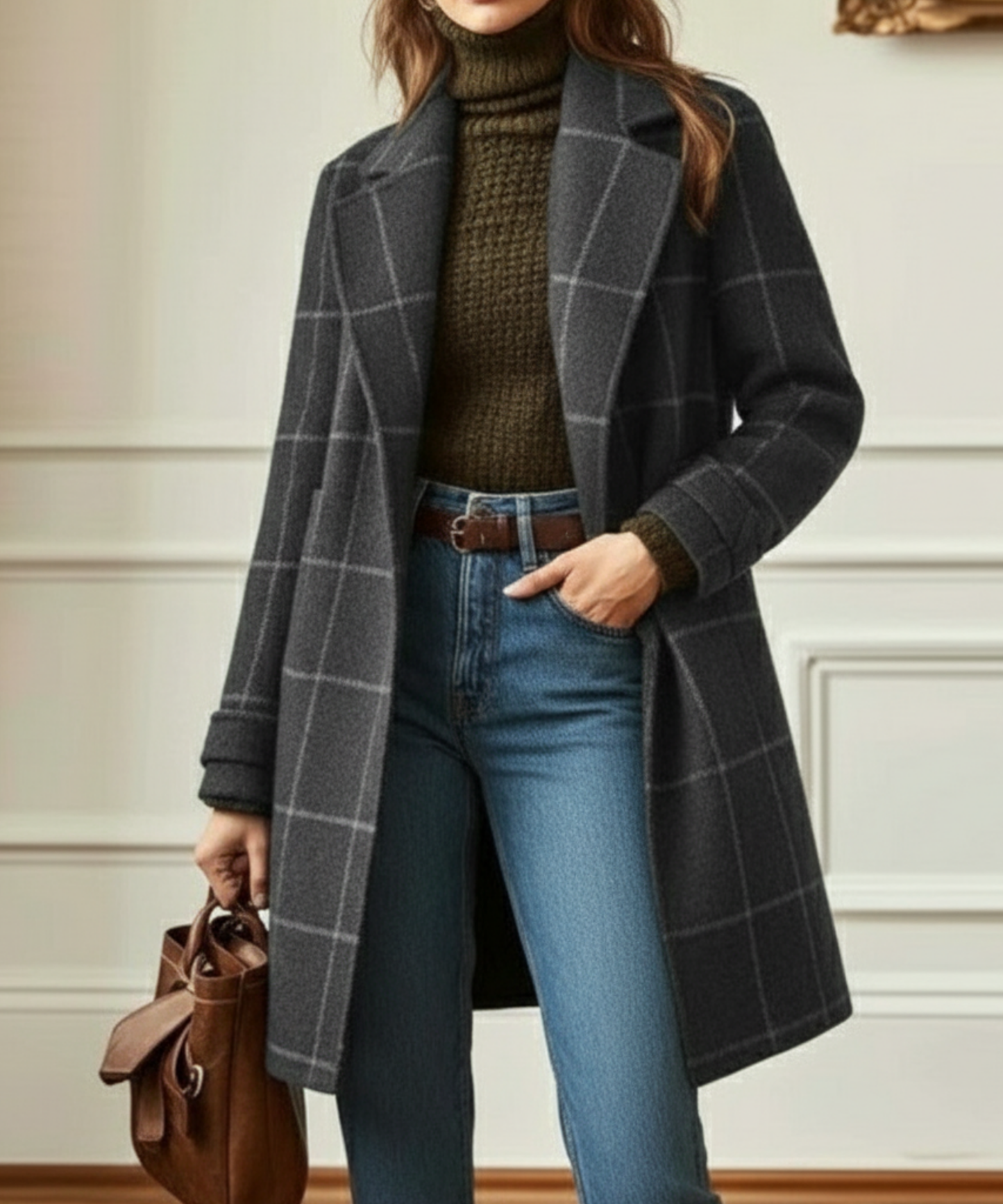 Jennifer Retro Tweed Check Wool Blend Coat 2