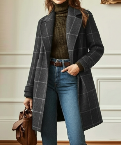 Jennifer Retro Tweed Check Wool Blend Coat 2