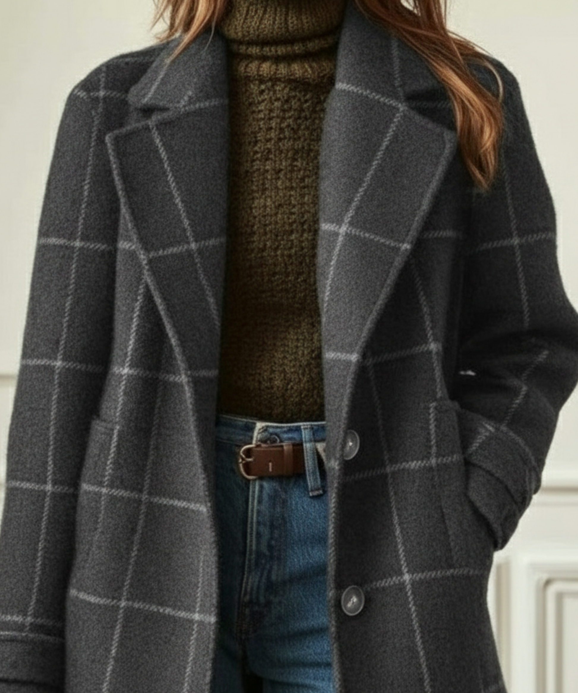 Jennifer Retro Tweed Check Wool Blend Coat 4