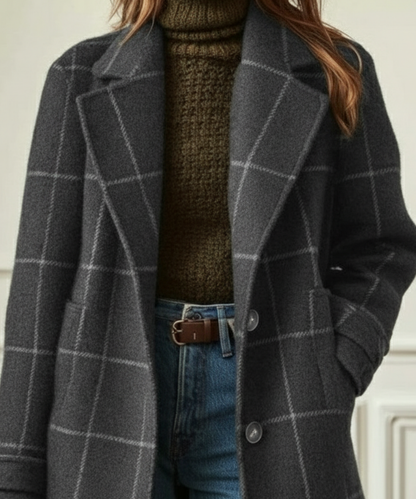 Jennifer Retro Tweed Check Wool Blend Coat 4