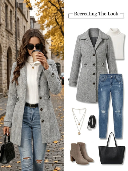 Kendra | Waist-Defining Herringbone Coat 5