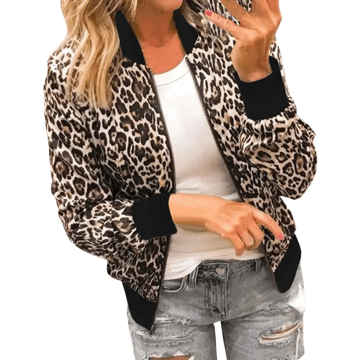 Leopard Print Bomber Jacket | Women's Stylish Coat 1