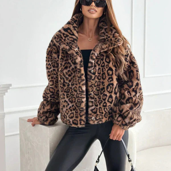 Leopard Print Women's Jacket | Cozy Soft Casual Coat 2