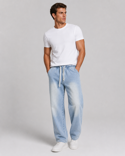 Loose Straight Leg Drawstring Jeans | Casual Everyday Wear 1