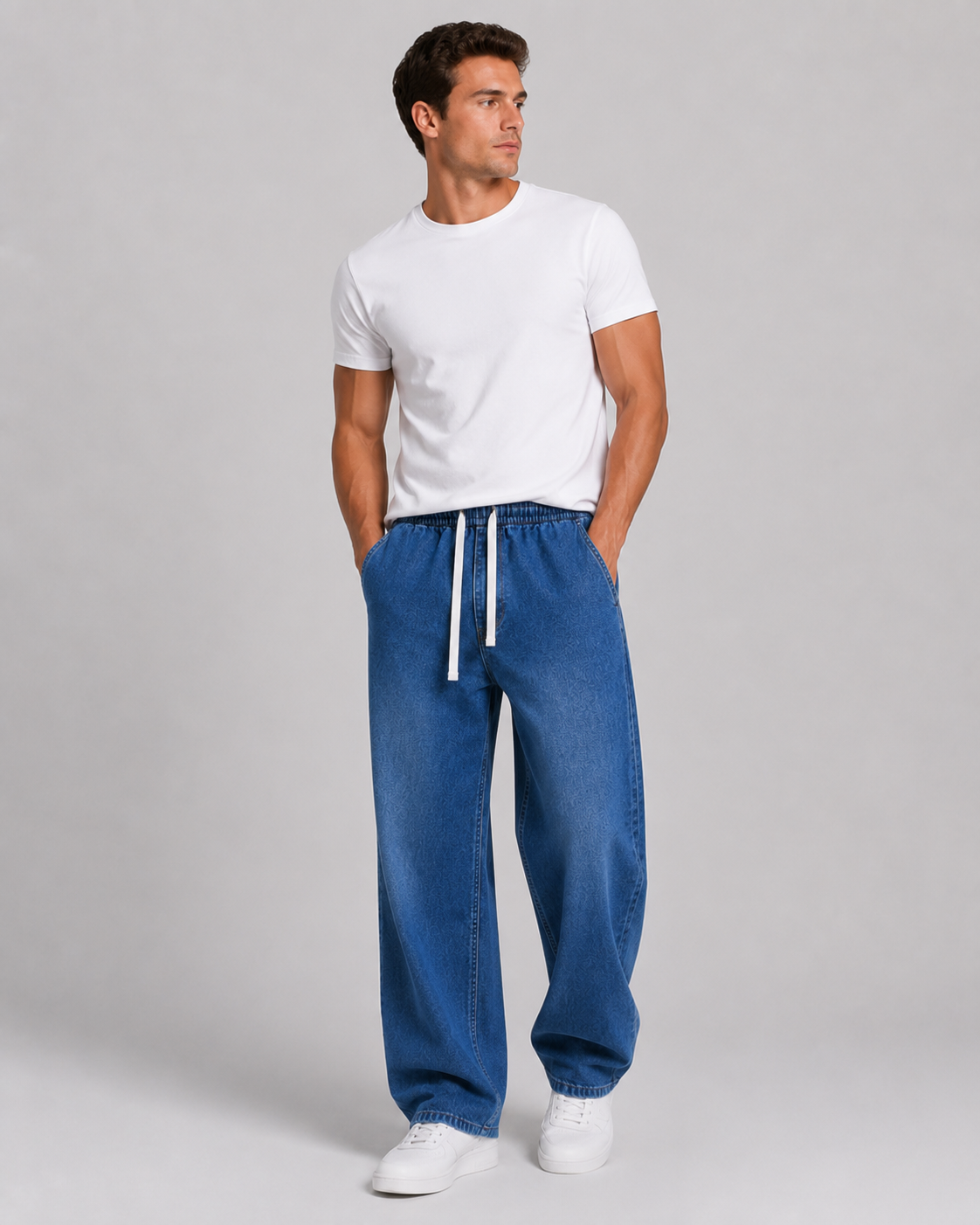 Loose Straight Leg Drawstring Jeans | Casual Everyday Wear 2