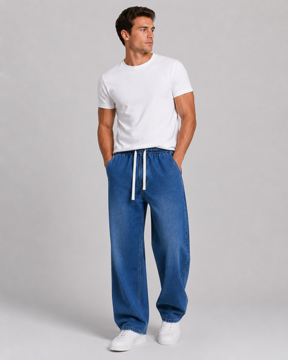 Loose Straight Leg Drawstring Jeans | Casual Everyday Wear 2