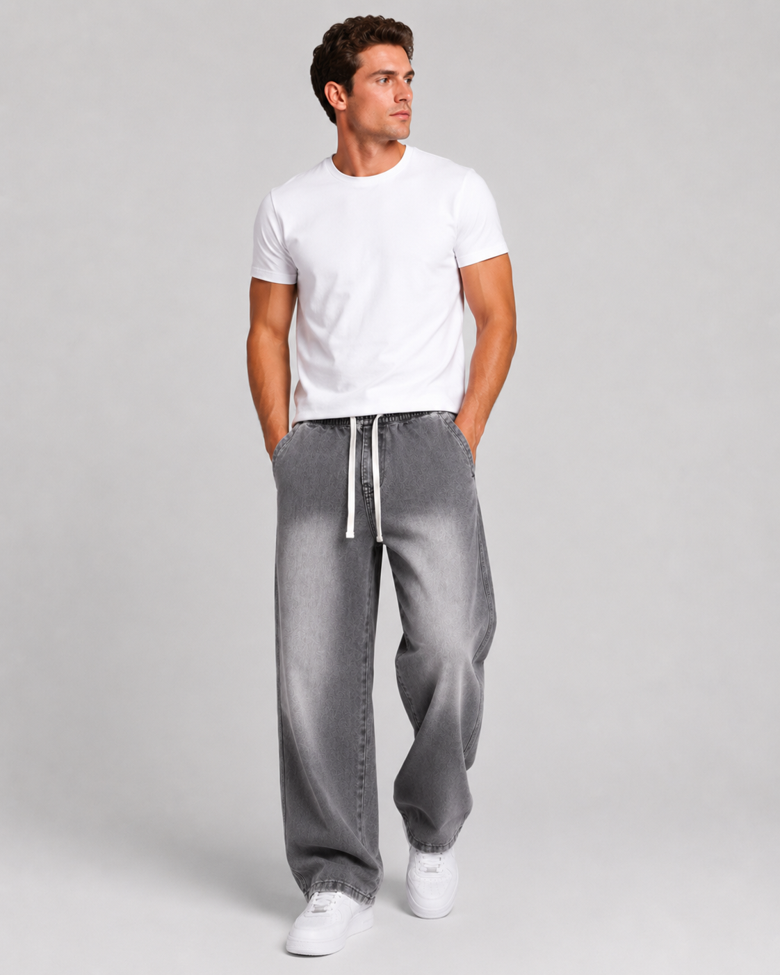 Loose Straight Leg Drawstring Jeans | Casual Everyday Wear 3