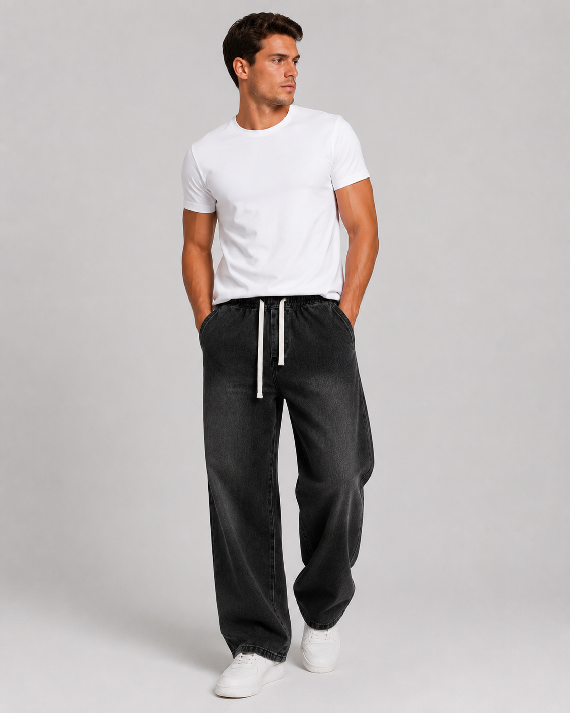 Loose Straight Leg Drawstring Jeans | Casual Everyday Wear 4