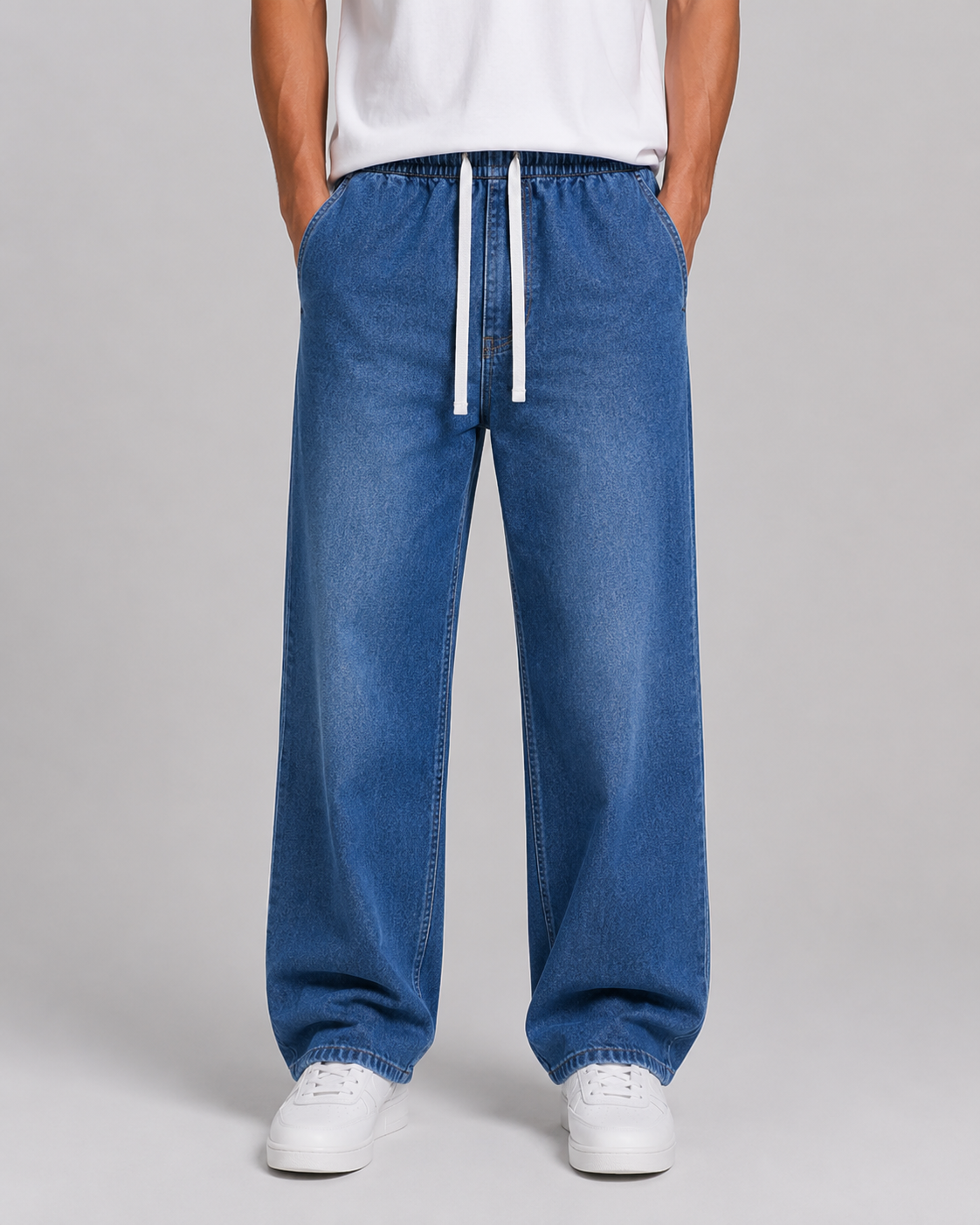 Loose Straight Leg Drawstring Jeans | Casual Everyday Wear 5