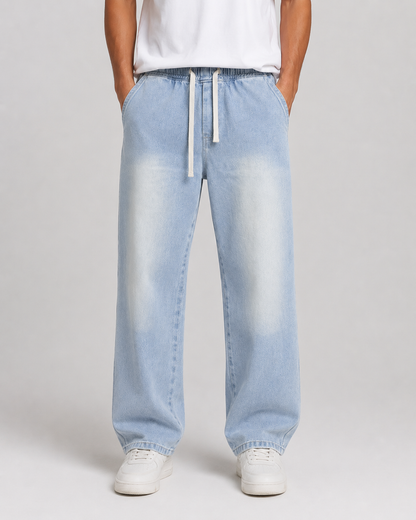 Loose Straight Leg Drawstring Jeans | Casual Everyday Wear 7
