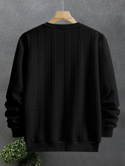 Maddox | Men's Textured Crew Neck Sweatshirt Casual 2
