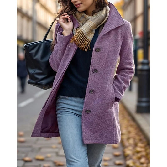 Marina | Women's Wool Coat with Turndown Collar Warm Regular Fit 0