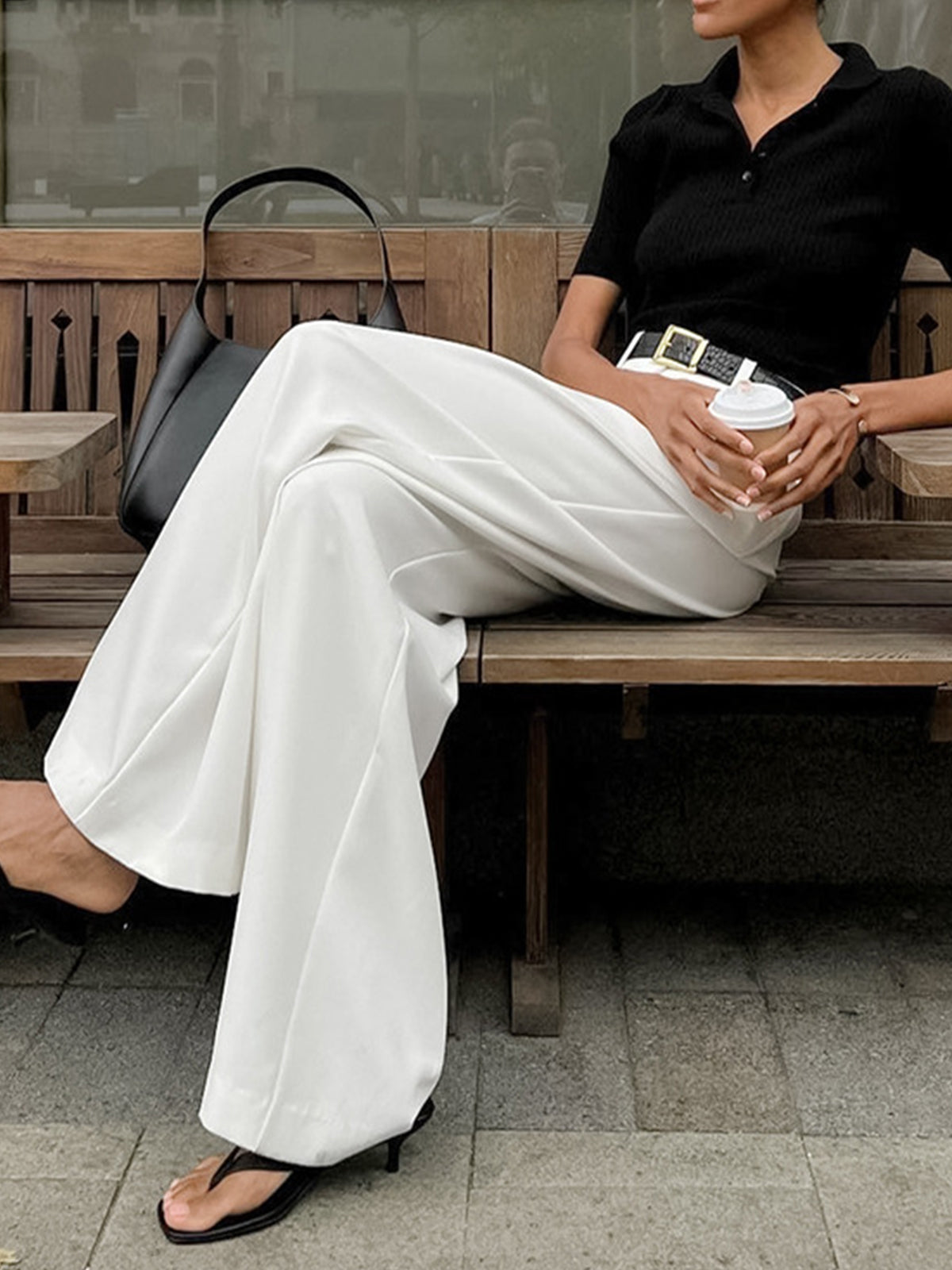 Meira | Elegant Non-Stretch Long Pants 2