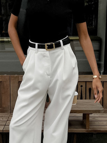 Meira | Elegant Non-Stretch Long Pants 3