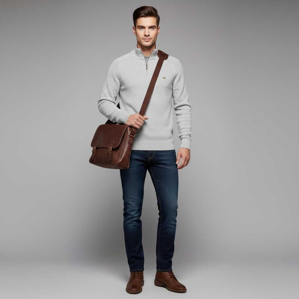 Men's Black Half-Zip Jumper | Slim Fit Knitwear