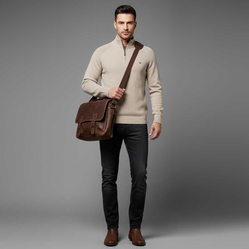Men's Black Half-Zip Jumper | Slim Fit Knitwear
