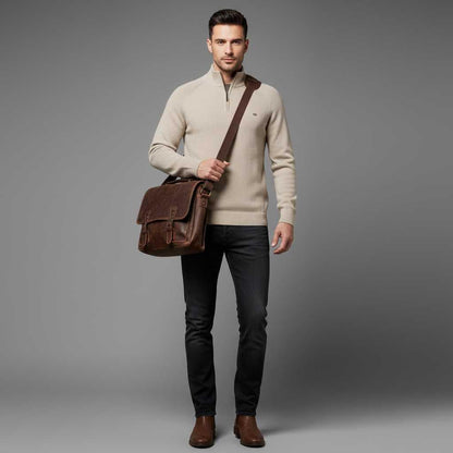 Men's Black Half-Zip Jumper | Slim Fit Knitwear