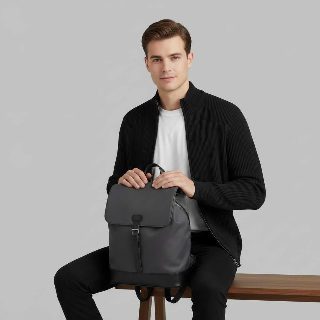 Men's Black Zip Up Cardigan | Slim Fit Ribbed Knit Sweater