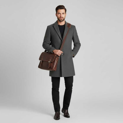 Men's Long Coat | Notched Lapel Overcoat