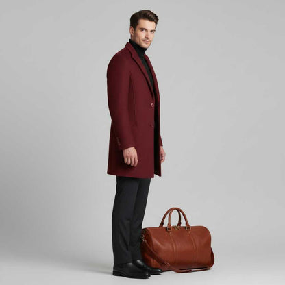 Men's Long Overcoat | Stylish Notched Lapel Wool Coat