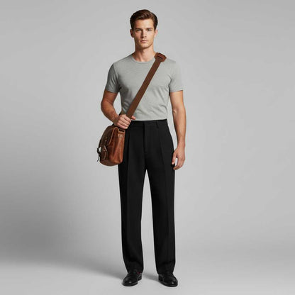 Men's Pleated Trousers | Straight Fit Formal Pants
