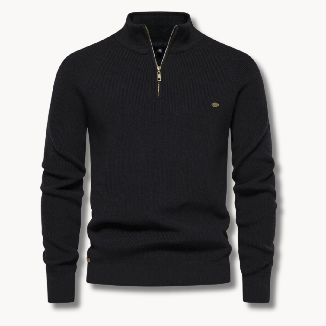 Men's Black Half-Zip Jumper | Slim Fit Knitwear 4