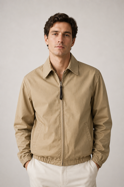 Men's Boxy Zip-Up Jacket | Lightweight Casual Outerwear 1
