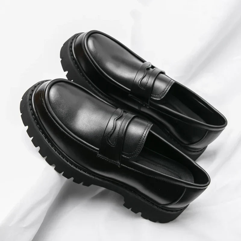 Men's Brown Loafers | Classic High Sole Business Shoes 1